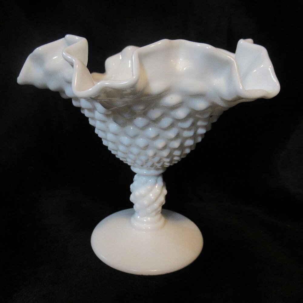 Fenton Milk Glass Candy Dish Scalloped Edge